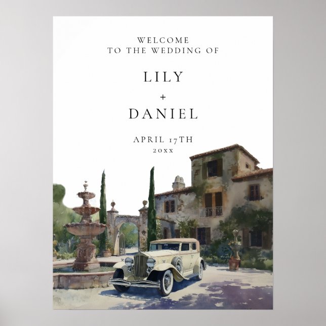 Póster Old Money Country Estate Wedding Welcome Sign (Frente)