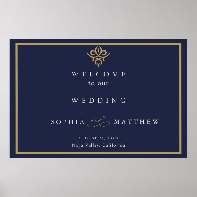 Póster Old Money Navy Blue Wedding  Poster (Frente)