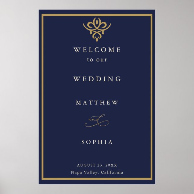 Póster Old Money Navy Blue Wedding  Poster (Frente)