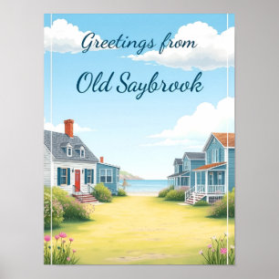 Póster Old Saybrook, Connecticut – Hogares Históricos Cos