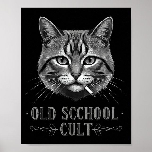 Póster Old Scchool Cult Funny Cat For Cool People And - F (Frente)