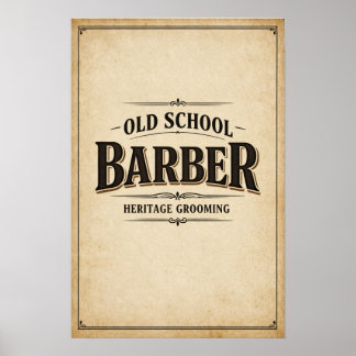 Póster Old School Barber Heritage Typography Poster
