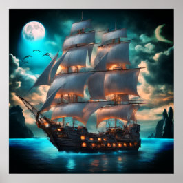 Póster Old Schooner Sailing Ship Poster