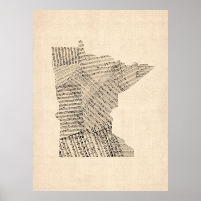 Póster Old Sheet Music Map of Minnesota (Frente)