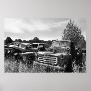 Póster Old Trucks Junkyard Poster