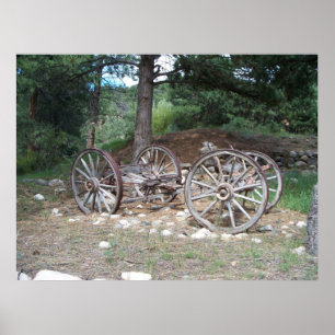 Póster Old Wagon Wheels