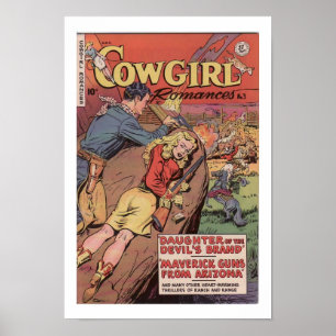 Póster Old West Cowgirl Romamce Ad Art Print Poster