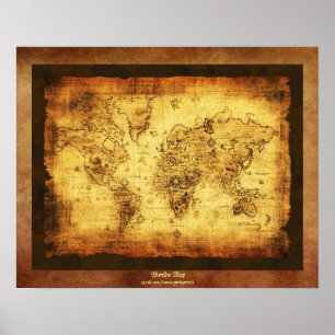 Póster Old World Map Antique Art Poster