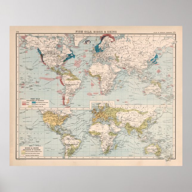 Póster Old World Whaling Map (1907)  (Frente)