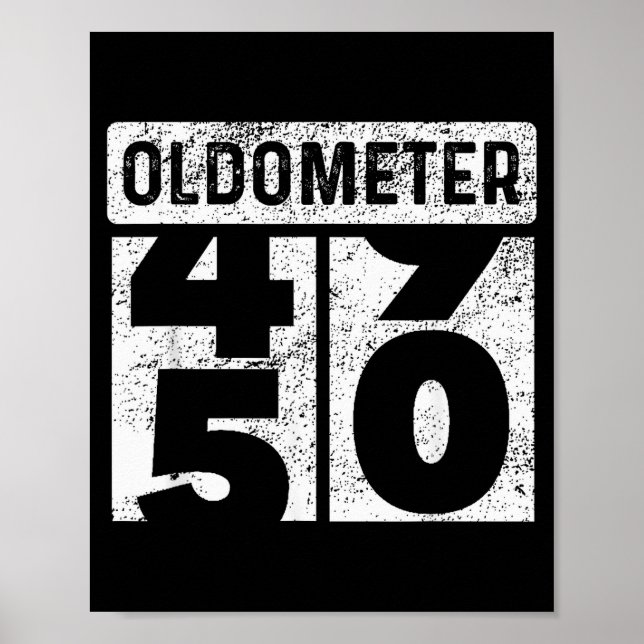 Póster Oldometer Odometer Funny 50th Birthday Gift 50 Yrs (Frente)