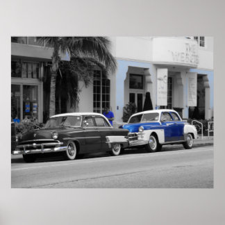 Póster Oldtimer en Ocean Drive Miami Beach