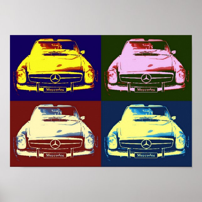Póster Oldtimer mercedes Collage Poster por N.P. (Frente)