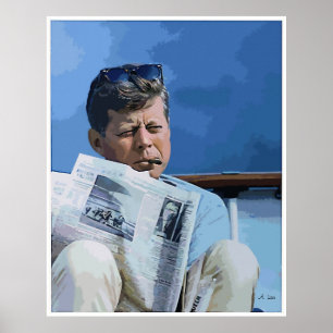 Póster Óleo pastel pintura John F. Kennedy