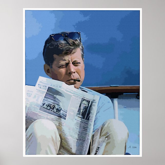 Póster Óleo pastel pintura John F. Kennedy (Frente)