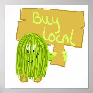 Póster Olive Green Buy Local