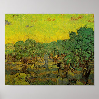 Póster Olive Grove con figuras recolectoras, Vincent van 