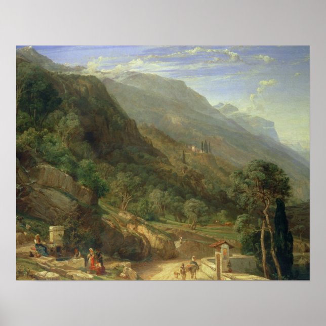 Póster Olive Groves at Varenna, Lake Como, Italy, 1861 (o (Frente)