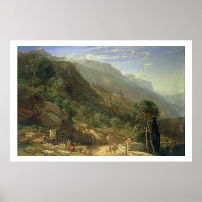 Póster Olive Groves at Varenna, Lake Como, Italy, 1861 (o (Frente)