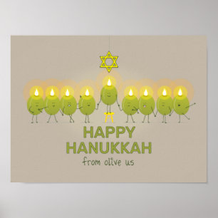 Póster Olive Hanukkah Menorah Poster