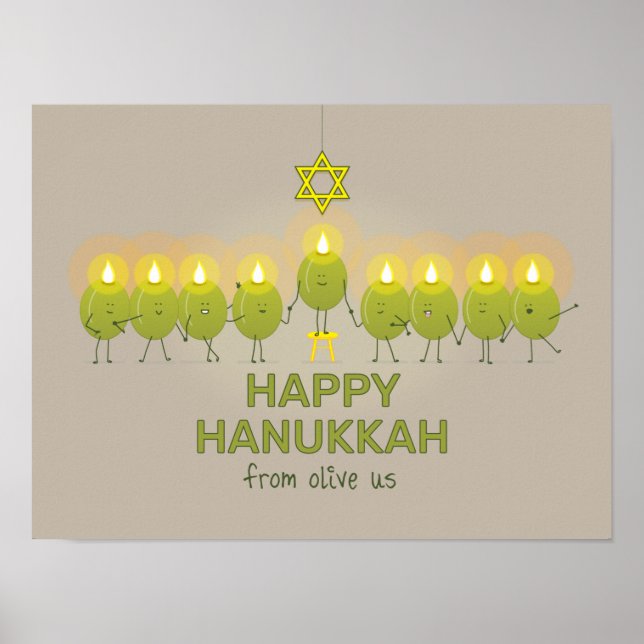 Póster Olive Hanukkah Menorah Poster (Frente)