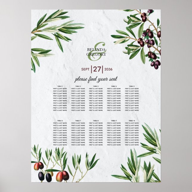 Póster Olive sale de la tabla de asientos del Boda de la  (Frente)