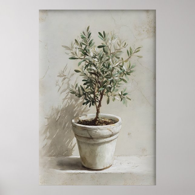 Póster Olive Tree Print, Spring Landscape Digital, 19th (Frente)