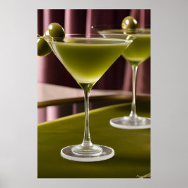 Póster Olive Velvet: Bodegón de Martini Clásico