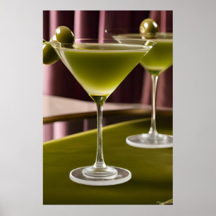 Póster Olive Velvet: Bodegón de Martini Clásico