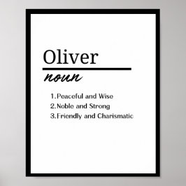 Póster Oliver, definición de nombre personalizado de niño