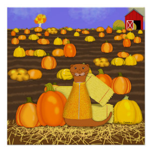 Póster Oliver La Nutria Elige una Calabaza