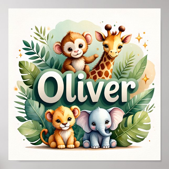 Póster Oliver Safari Nursery Wall Art (Frente)