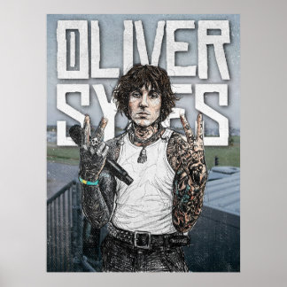 Póster Oliver Sykes Illustration – Rock Star Portrait Art