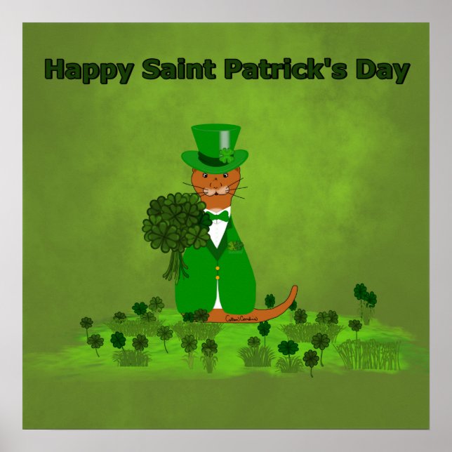 Póster Oliver The Otter Picking Shamrocks- Saint Patrick (Frente)