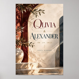 Póster Olivia & Alexander Nombres de Boda Personalizados