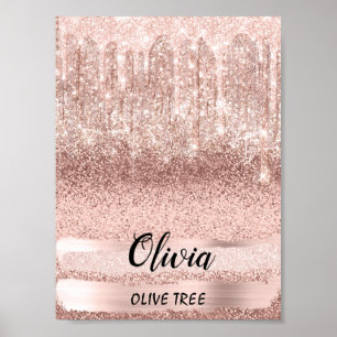 Póster Olivia Nombre Significa Cumpleaños 16.ª Rosa de No
