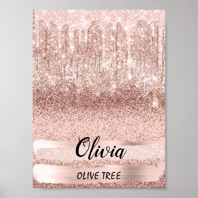 Póster Olivia Nombre Significa Cumpleaños 16.ª Rosa de No (Frente)