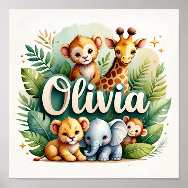 Póster Olivia Safari Nursery Wall Art (Frente)