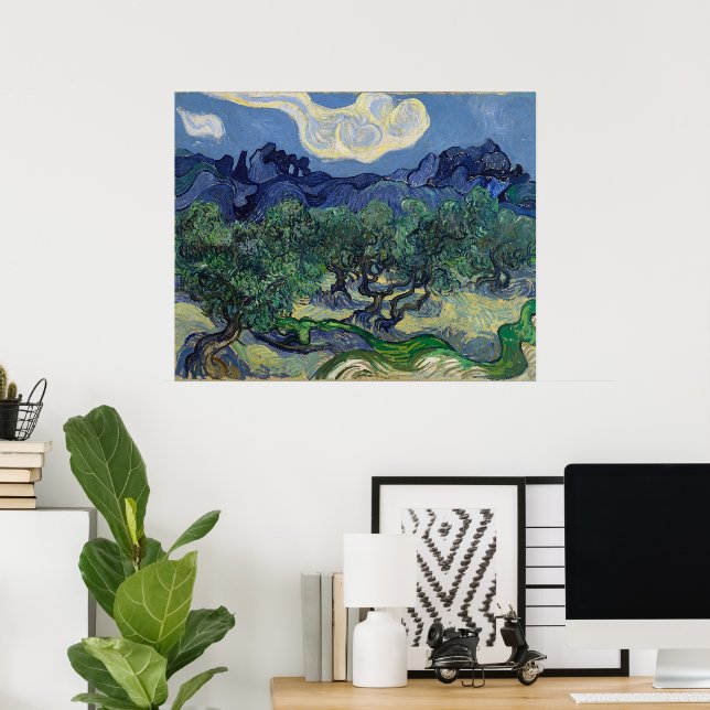 Póster Olivos con Alpilles por Vincent van Gogh (Oficina en casa)