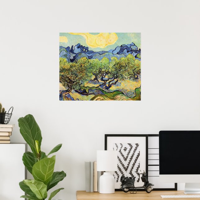 Póster Olivos con Alpilles por Vincent van Gogh (Oficina en casa)