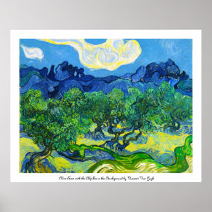 Póster Olivos con los Alpilles en el fondo