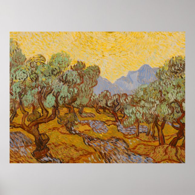 Póster Olivos de Van Gogh cielo sole amarillo (Frente)