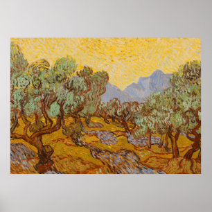 Póster Olivos de Van Gogh cielo sole amarillo