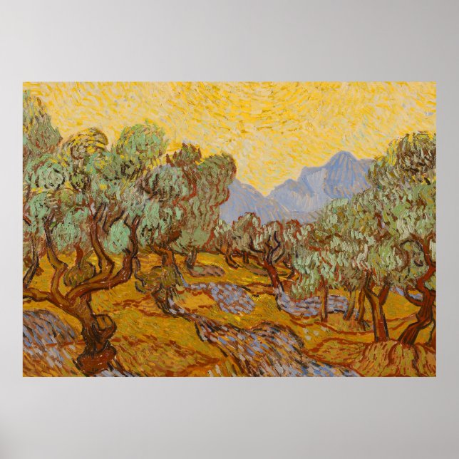 Póster Olivos de Van Gogh cielo sole amarillo (Frente)