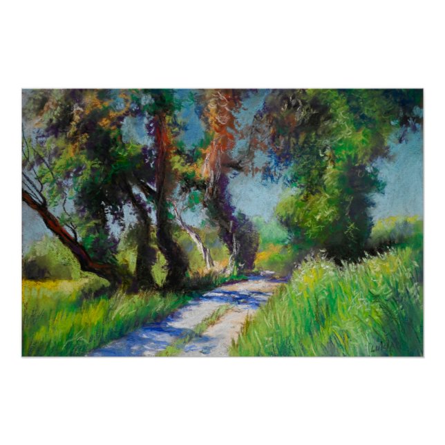 Póster Olivos junto al Mar – Pastel Mediterráneo (Anverso)