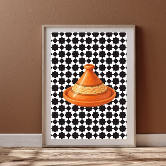 Póster Olla Tagine Marroquí con Patrón Geométrico