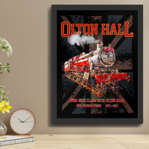 Póster Olton Hall Tren de Vapor Vintage Locomotora Ingles