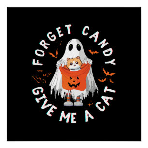 Póster Olvidar Caramelo Dame Gato Divertido Boo Fantasma