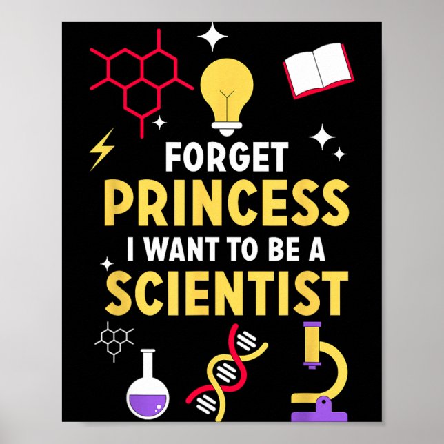 Póster Olvidar princesa quiero ser una niña científica ci (Frente)