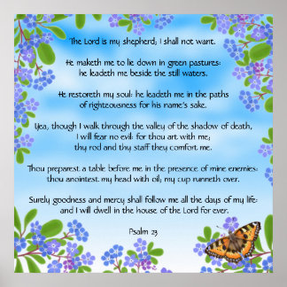 Póster Olvídate de mí no salmo 23 Biblia verse Print