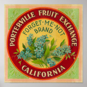 Póster Olvídeme LabelPorterville no anaranjado, CA
